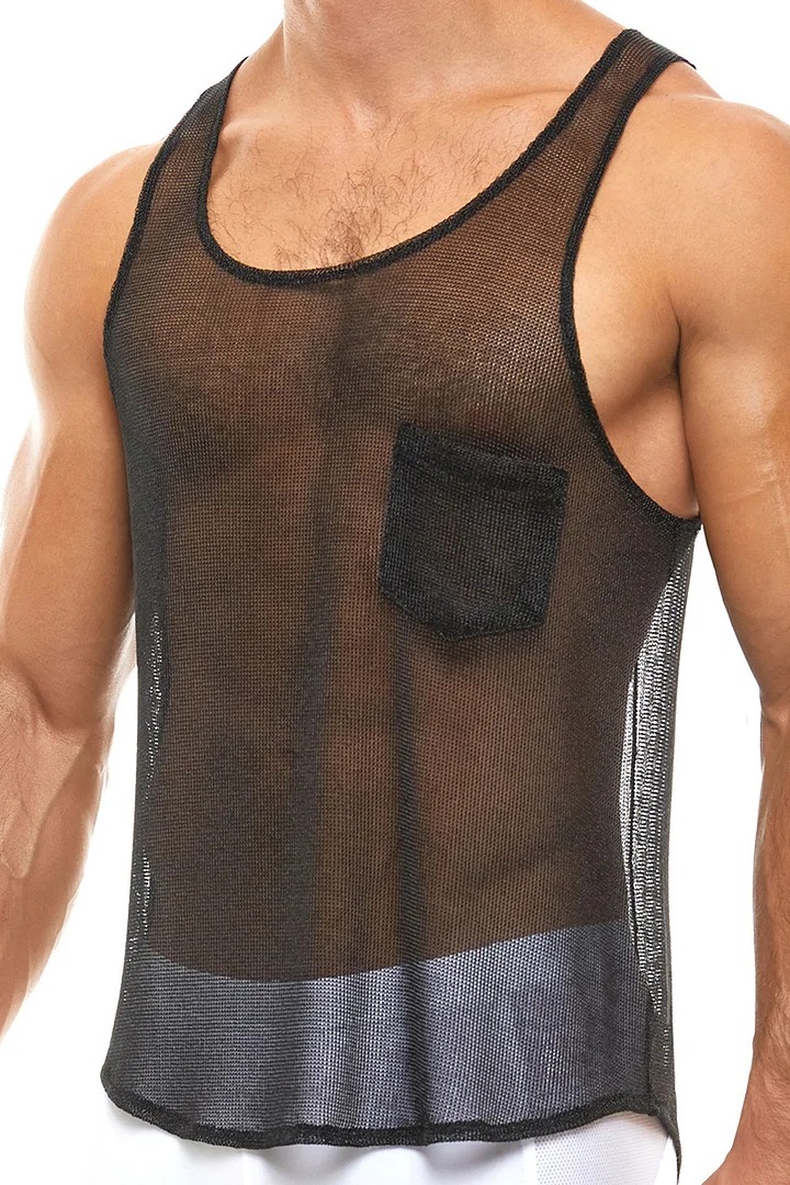 Ciciful Men's See Through Mesh Casual Slim Fit Tank Top